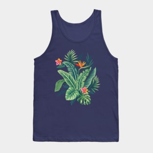 Tropical Banana Monstera Palm Leaves & Flowers Tank Top